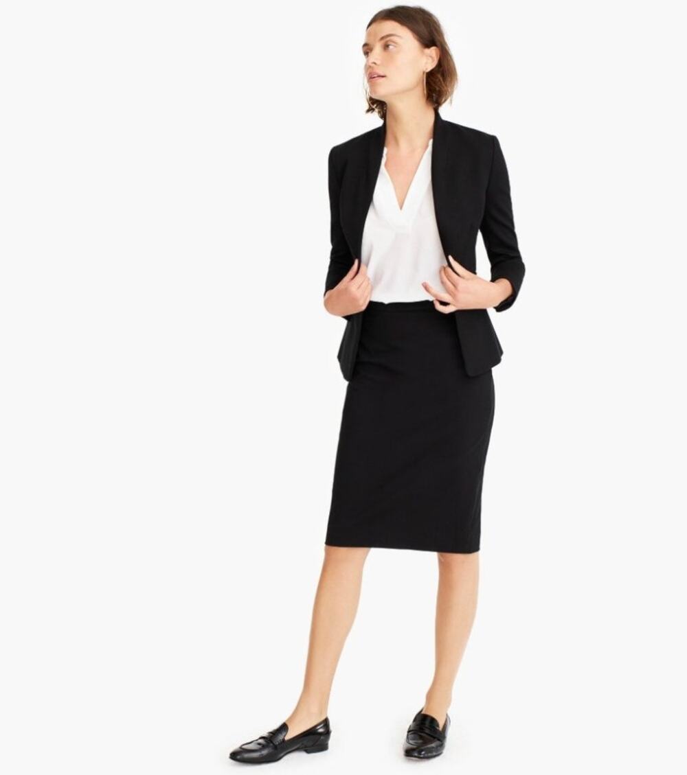 J. Crew No. 2 Pencil Skirt in Stretch Twill Black K5954 Size 00